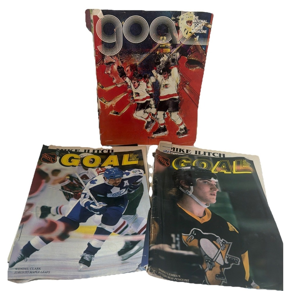 GOAL Magazine Vintage NHL Hockey Magazine Mario Lemieux Detroit Red Wings 70s Ad
